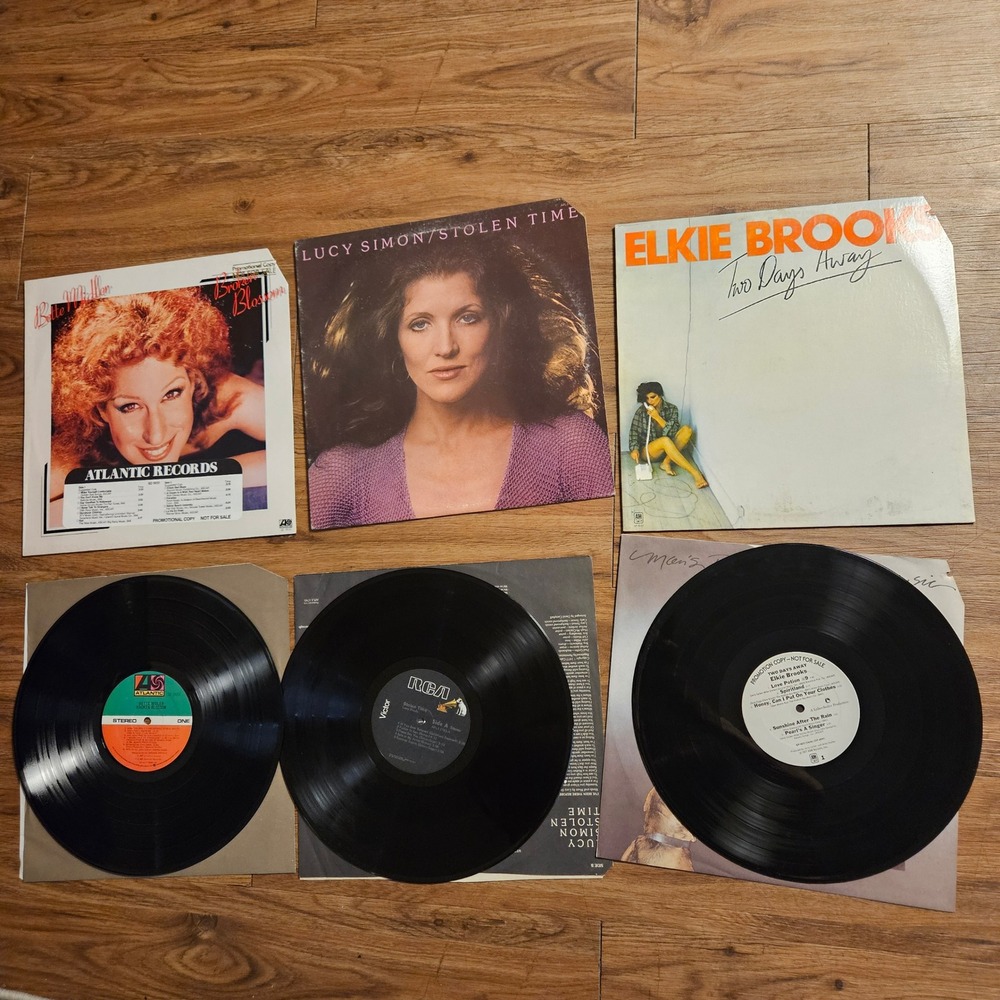 Lot of 3 Vintage 70s Vinyl Record Bette Midler, Lucy Simon, Elkie‎ Brooks Promo